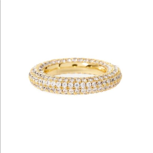 Luv Aj Jewelry - Luv AJ Cubic Zirconia Pave Amalfi Ring In Gold-Tone Size 7 New